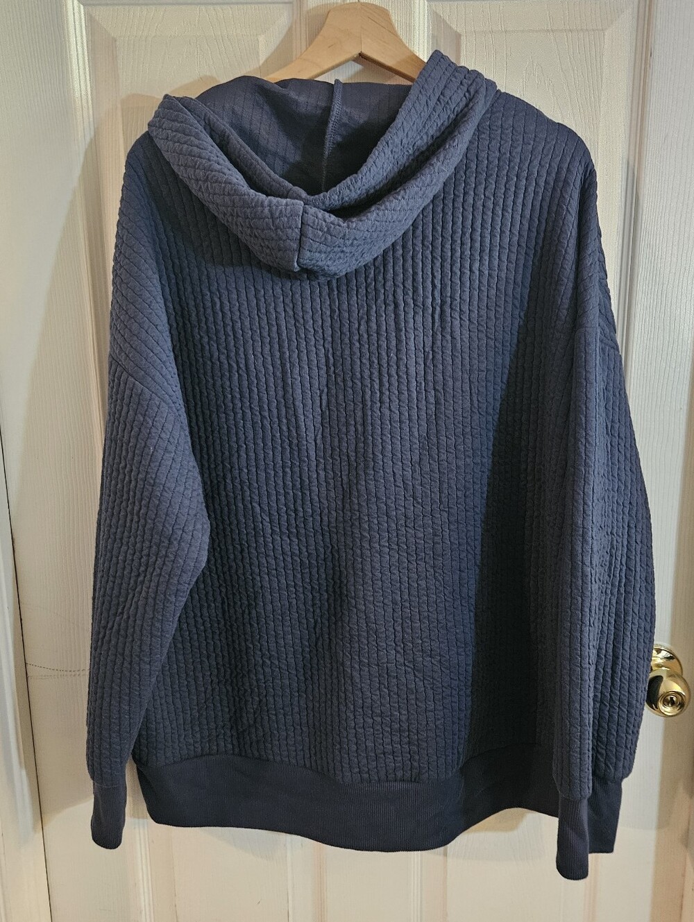 RBX Womens Cable Knit Look Hoodie Sweatshirt Blue XXL - Picture 2 of 9